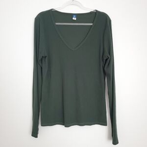 Forest Green Ribbed LS Top Size XL Tall